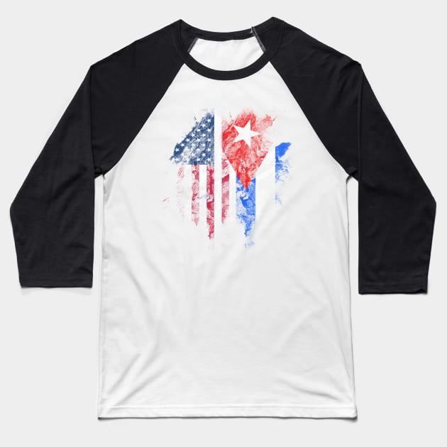 American and Cuban Flags Tee Baseball T-Shirt by pavelrmata